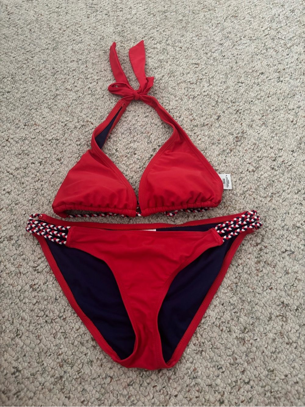 Mossimo Supply Co. Red Halter Bikini with Braided Trim